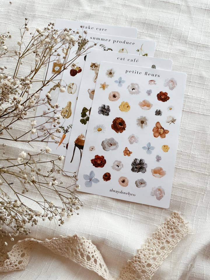 Petite Fleurs Sticker Sheet for wholesale by alwayslovelyco