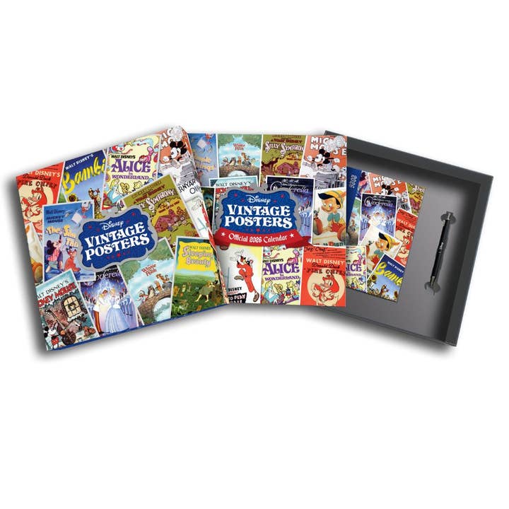 DISNEY VINTAGE POSTERS 2026 CALENDAR AND DIARY GIFT BOX SET for wholesale by Danilo Promotions Ltd
