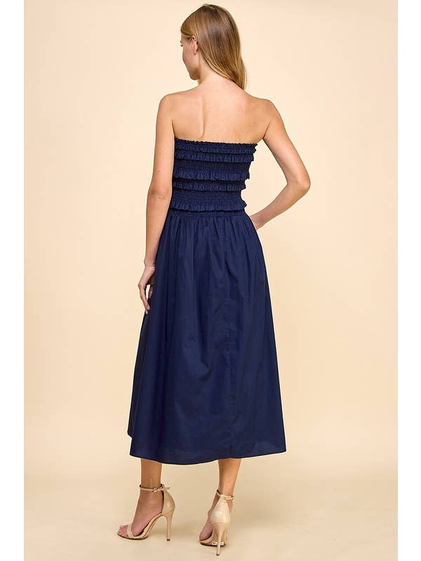 TCEC - Wholesale Dress - Women's - CD04932-Smocked With Ruffles Strapless Dress