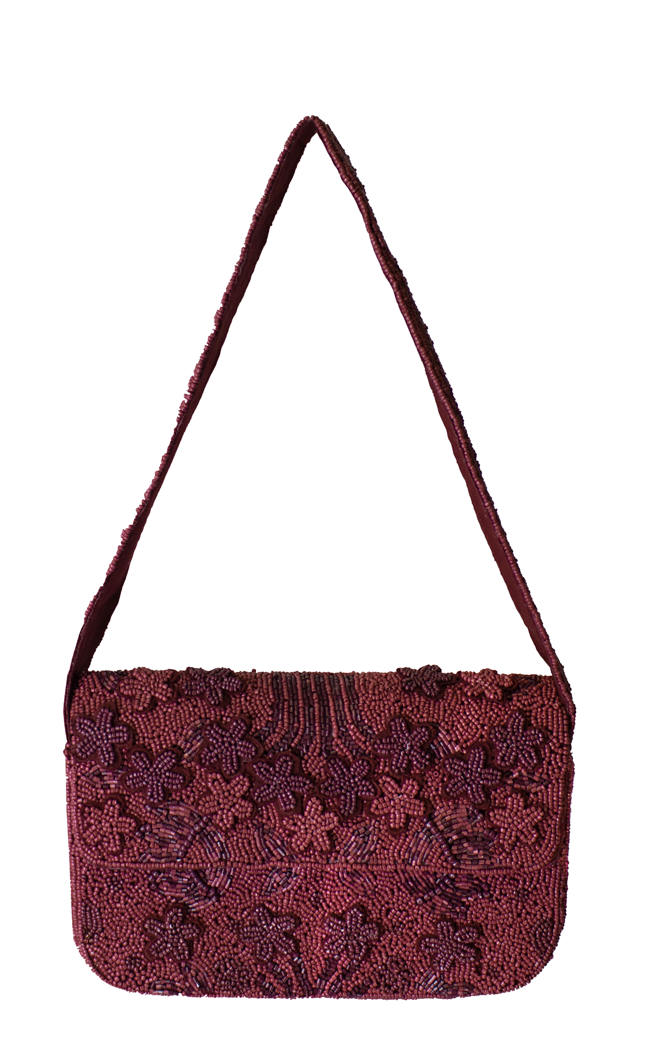 Pizzazz, Inc. - Vente Sac porté épaule – femme - SAC À ÉPAULE BICOLORE EN PERLES FLORALES BORDEAUX SPÉCIAL AUTOMNE0