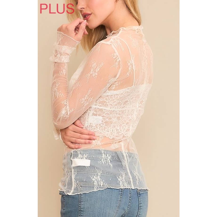 Coloring You – wholesale Blouse – Women’s – 9602X PLUS SIZE MESH LACE HIGH NECK LONG SLEEVE FITTED TOP31