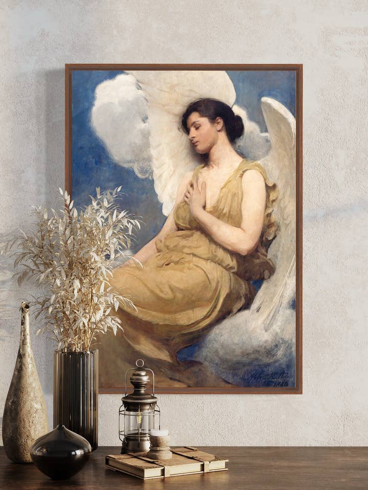 Geflügelte Figur von Handerson Thayer. ' Kunstplakatdruck. A4, A3, A2 Wandkunst. Vintage-Wandkunstdruck. Geschenk zum Muttertag Kunstwerk. Linienkunst. für den Großhandel von Gabrielle Dalsan