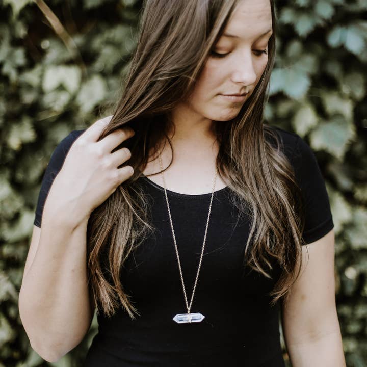 Cloudy Crystal Quartz Necklace for wholesale by Earthen Vessel