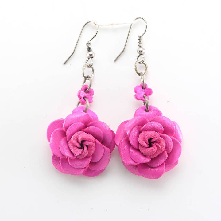 Verschiedene Blumen-Ohrringe aus echtem Leder für den Großhandel von Sunflower Handmade leather inc