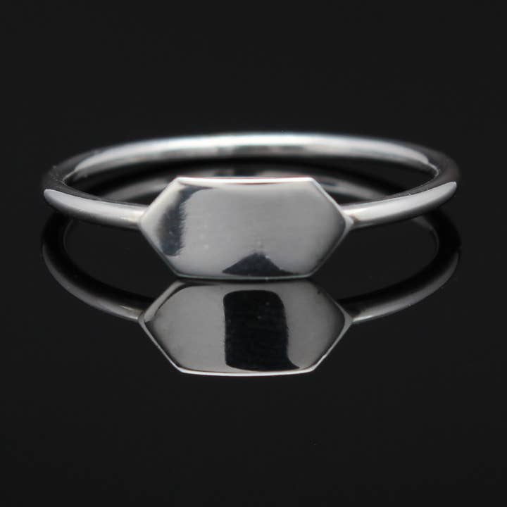Elongated Hex Plate Ring for wholesale by Jojo Solo
