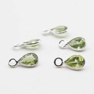 6x4mm Peridot Zilveren Bezel, Enkele connector, Peridot Bedel voor wholesale door GTG Gems Corp