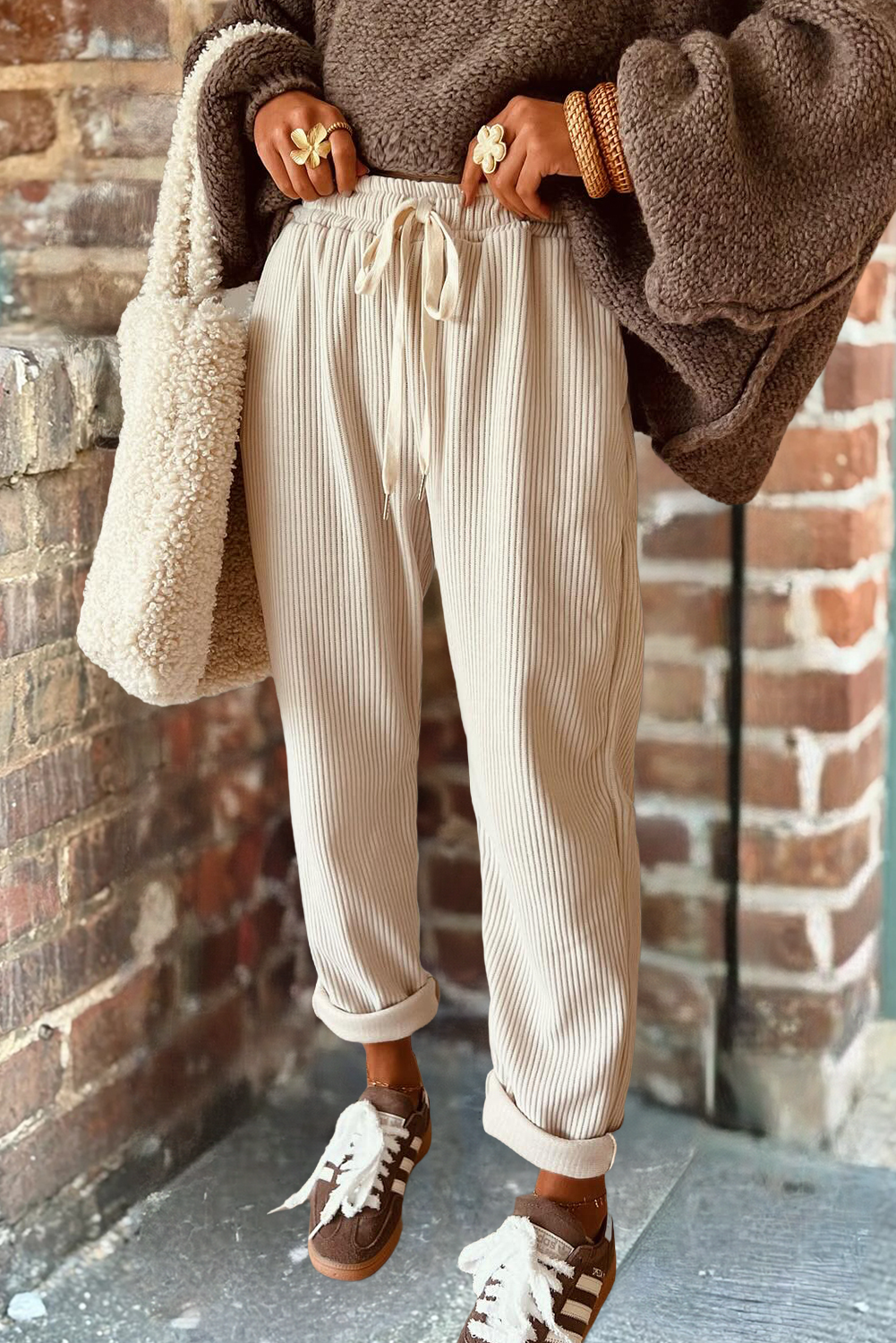 66DISCO - Wholesale Pants - Women's - 66 Drawstring Elastic Waist Casual Corduroy Pants (S-XL)3