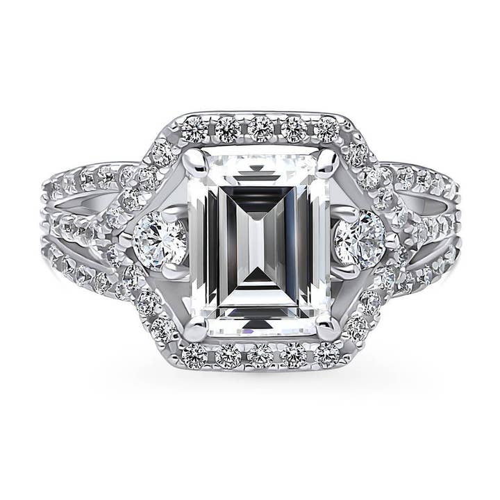 BERRICLE Sterling zilveren 3-stenen 2,6ct CZ gespleten schacht ring voor wholesale door BERRICLE