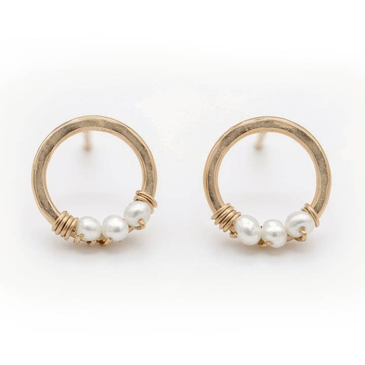 Pearl Halo Studs for wholesale by Sabina Jewelry