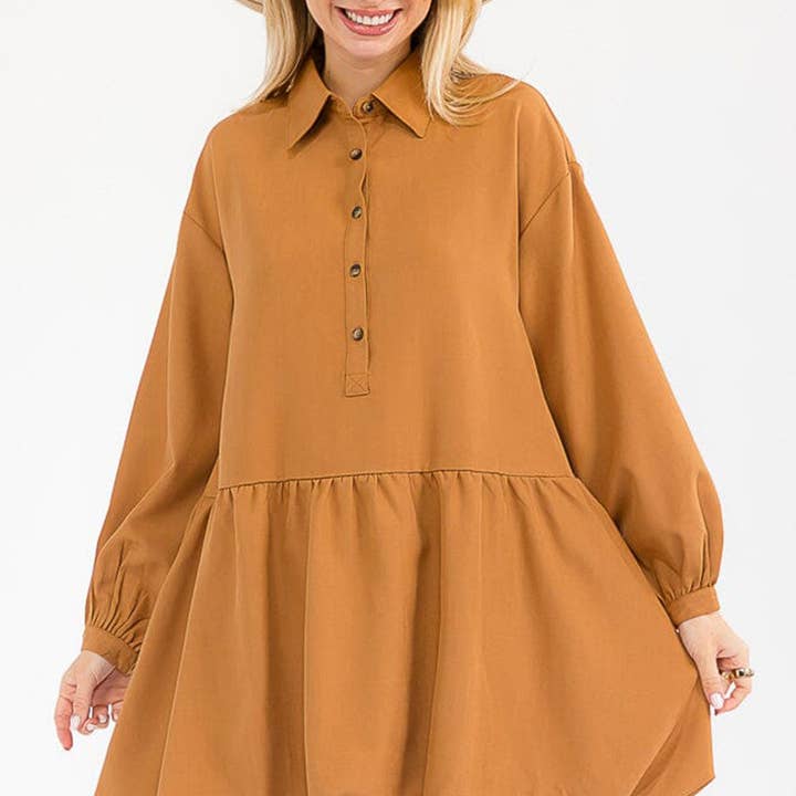 D21122 - Abito a bolle con orlo a maniche lunghe e bottoni solidi per la vendita all'ingrosso da parte di IWT Brands