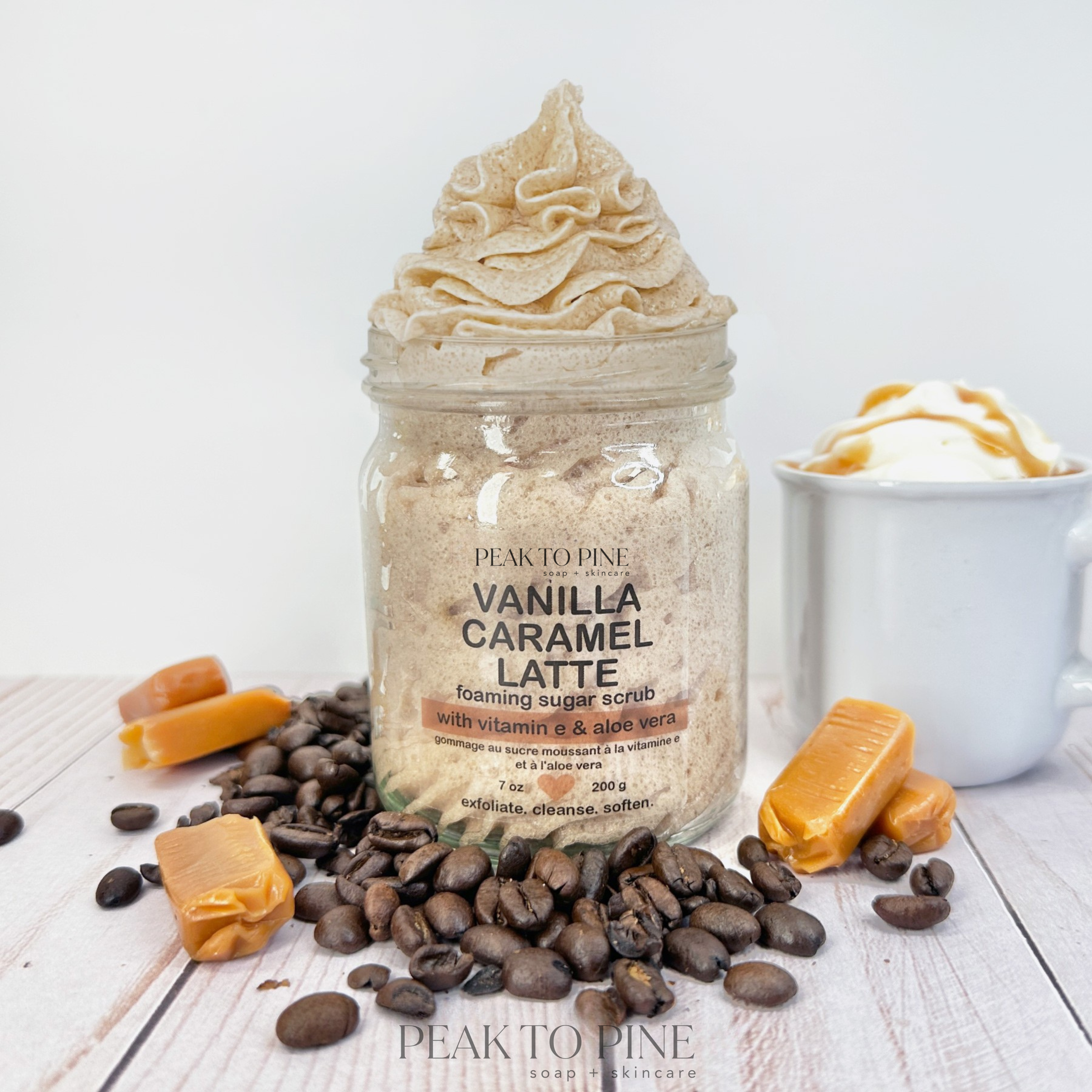 Peak To Pine Designs – wholesale Body scrub/exfoliant – Vanilla Caramel Latte - Foaming Sugar Scrub0