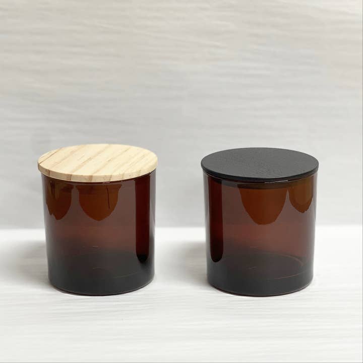 Dreamy Gallery Candle Co - Wholesale Candle Holder - Wood Lids /Set of 12/ Black Wood Lid/ Natural Wood Lid