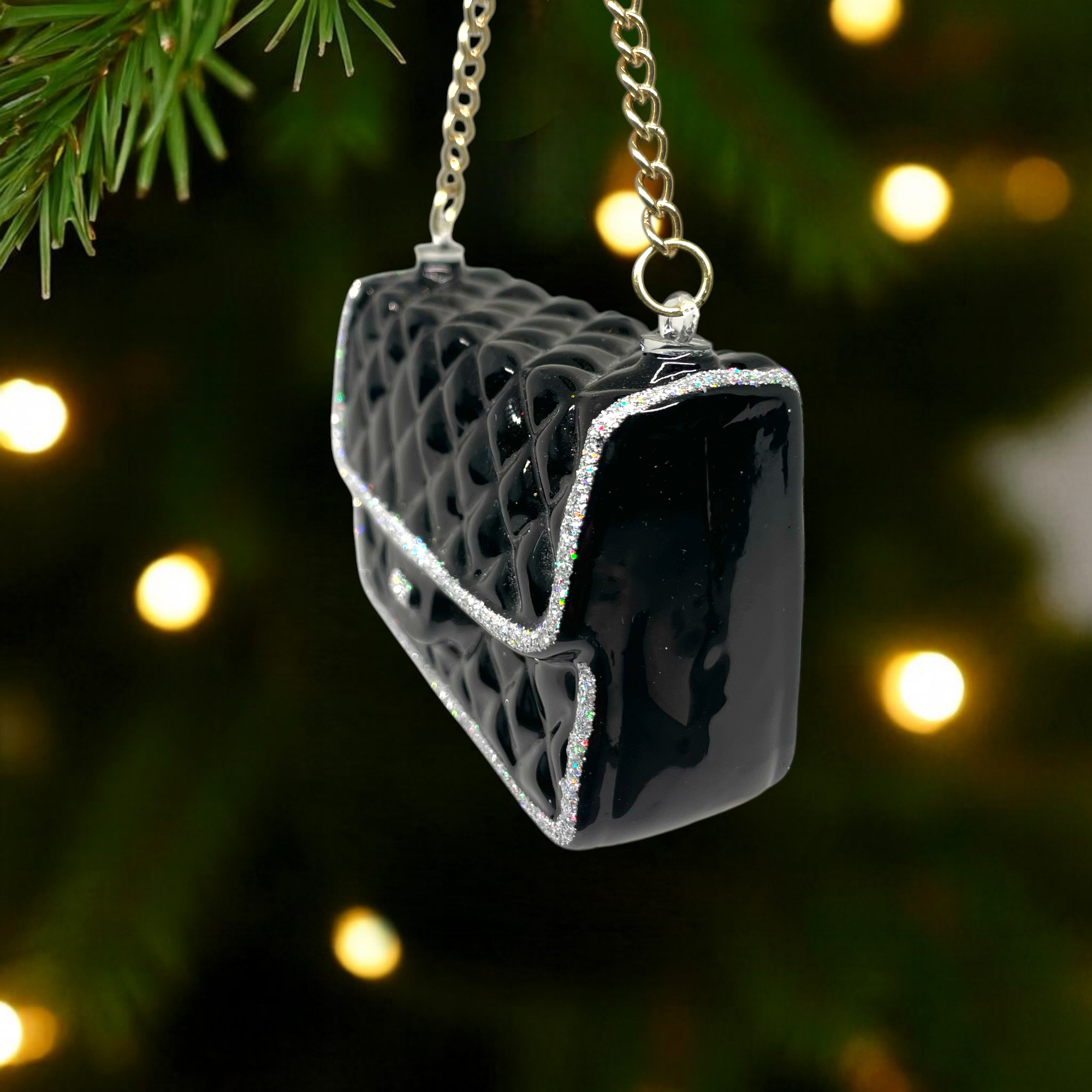 Noel Box - Wholesale Ornament - Quilted Purse Glass Christmas Ornament2