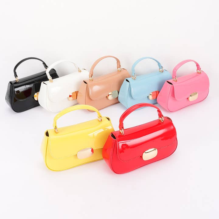Patent Faux leather Top Handle Bag for wholesale by 3AM BY H&D ACCESSORIES