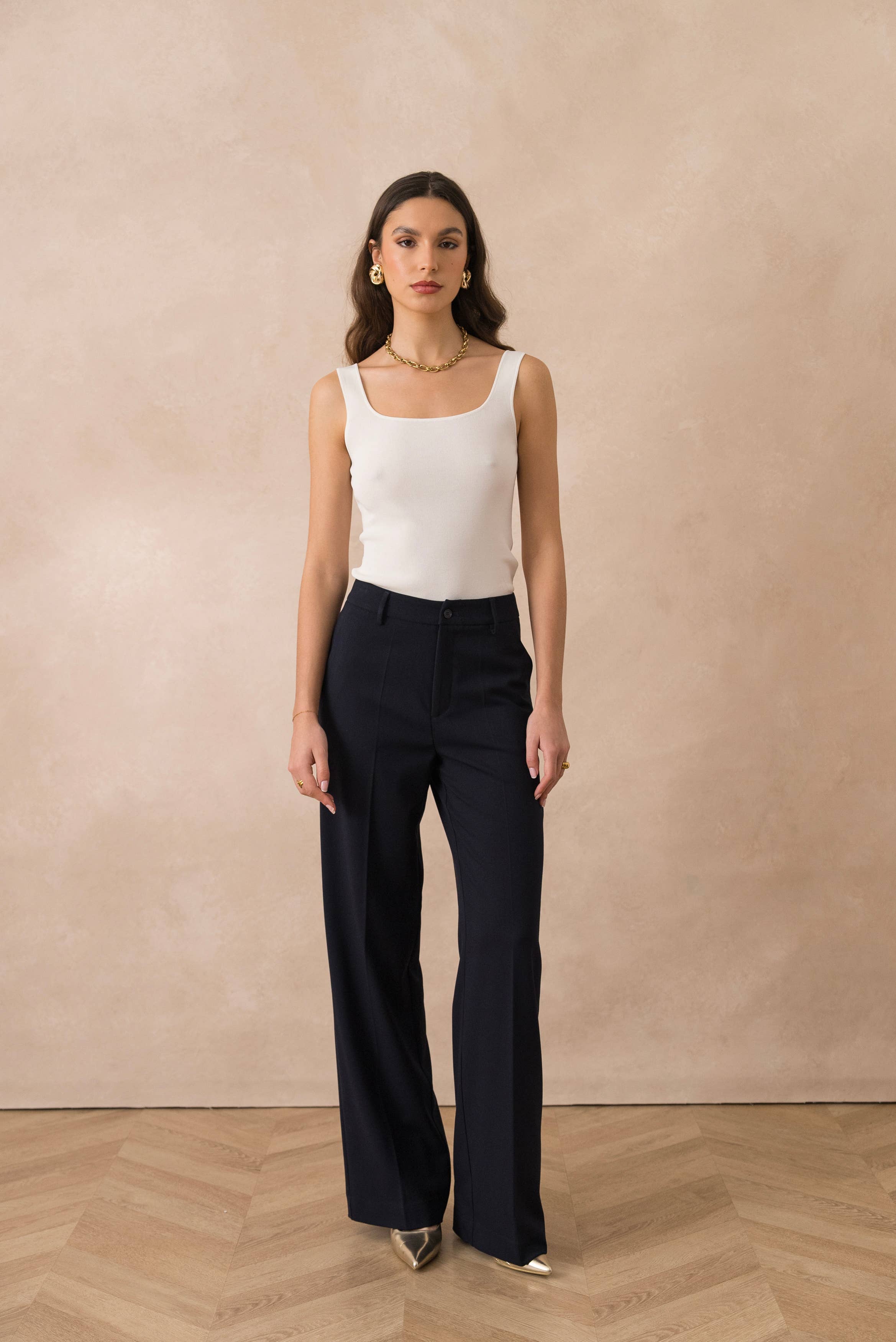 Attentif Paris - Vendita all'ingrosso Pantaloni eleganti - Donna - [Heather] Pantaloni Tailleur a Gamba Larga19