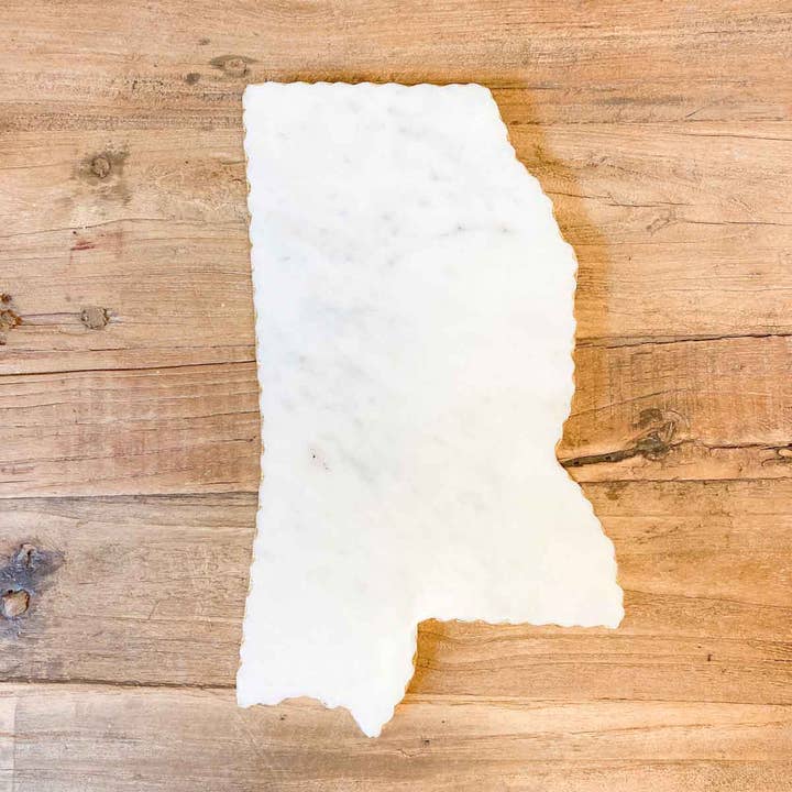 The Royal Standard - Wholesale Cheese Board - Mississippi Shaped Marble Serving Board White/Gold 8x13x0.5