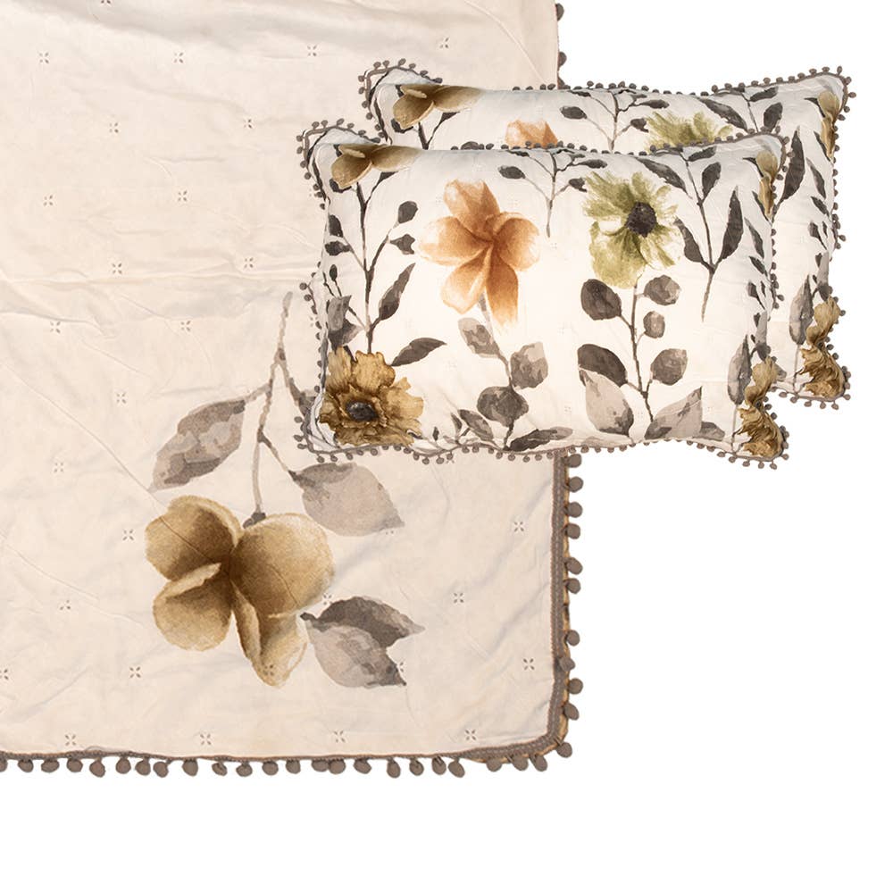 Clayre & Eef - Wholesale Bedding Blanket - Q210.061 Bedspread 220x240 cm White Grey Polyester Quilt1