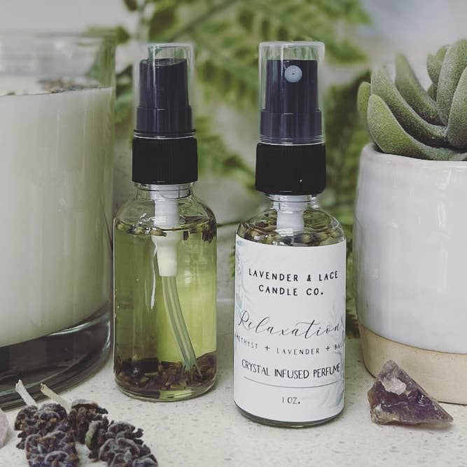 Relaxation Crystal Infused Perfume for wholesale by Lavender & Lace Candle Co