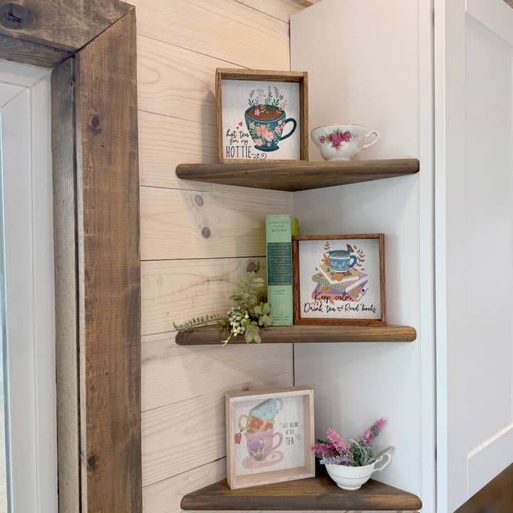 Hangout Home - Wholesale Sign - Folksy Keep Calm Drink Tea Read Books - Tea Cup Canvas Art