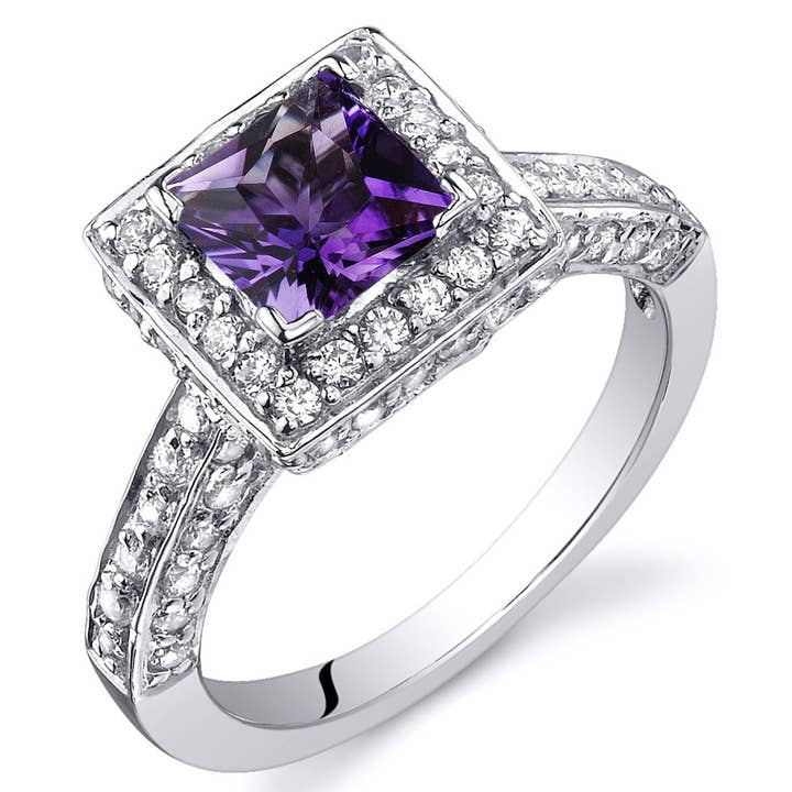 Amethyst Sterling Silver Ring Princess Cut Size 6 for wholesale by Peliani