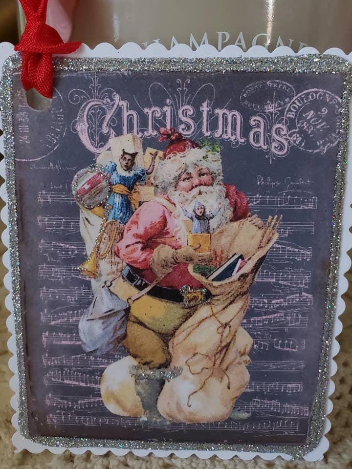 Babbo Natale n Toy Bag Etichetta regalo Ornament Keepsake per la vendita all'ingrosso da parte di Little Heart Designs