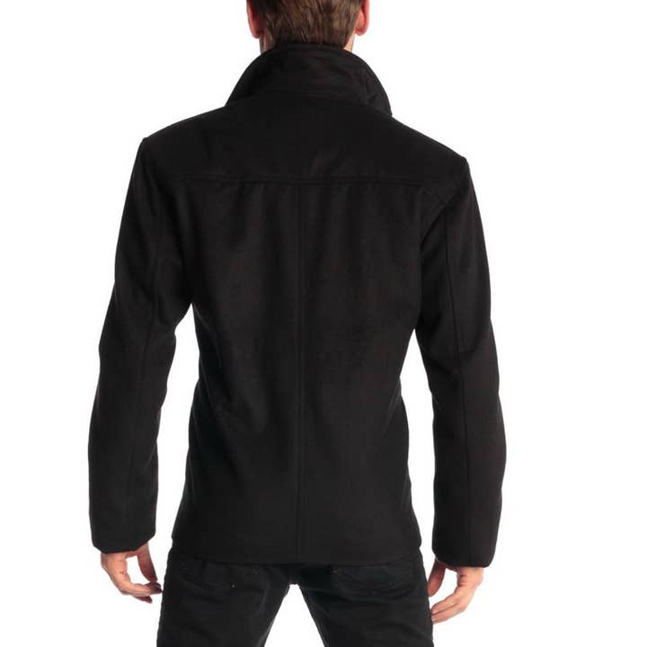 Black Grant Mens 28" Open Bottom Jacket Wool Blend JD Bomber Coat for wholesale on Faire2