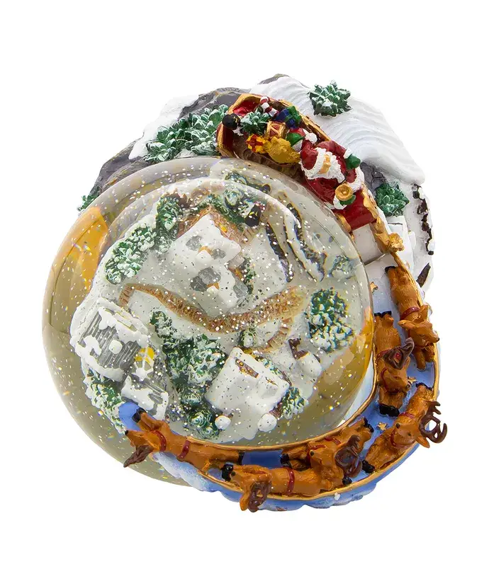 Kurt S. Adler, Inc. - Vente Décorations de table - Boule à eau musicale à piles avec père Noël et traîneau6