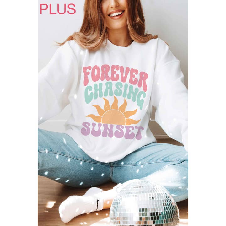 FOR EVIG JAGTEN PÅ SOLNEDGANGE Plus Size Sweatshirt for engroshandel hos A. BLUSH CO