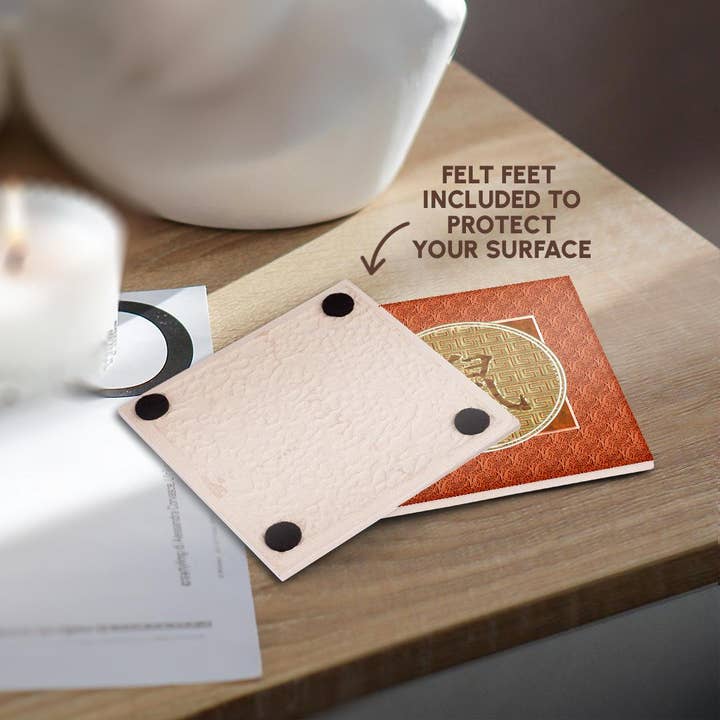 3dRose - Wholesale Coasters - 3dRose, image of Sign of the Blessing, Chinese, Tassel, Asian Design, Orange , Coaster3