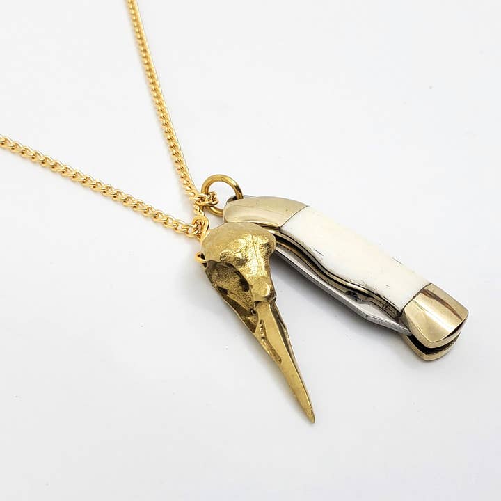 Mini-Messerhalskette, Abalone, Perlenknochen, Messingkette (Cop) für den Großhandel von Terra Tokens