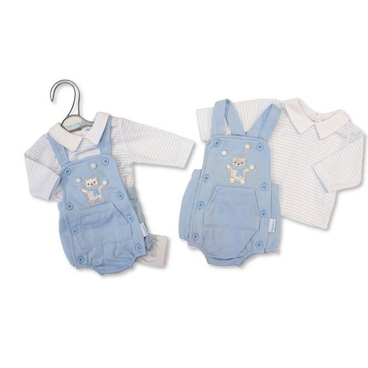 Premature Baby Boys 2 pcs Short Dungaree Set - Snowballs for wholesale by Sheldon International