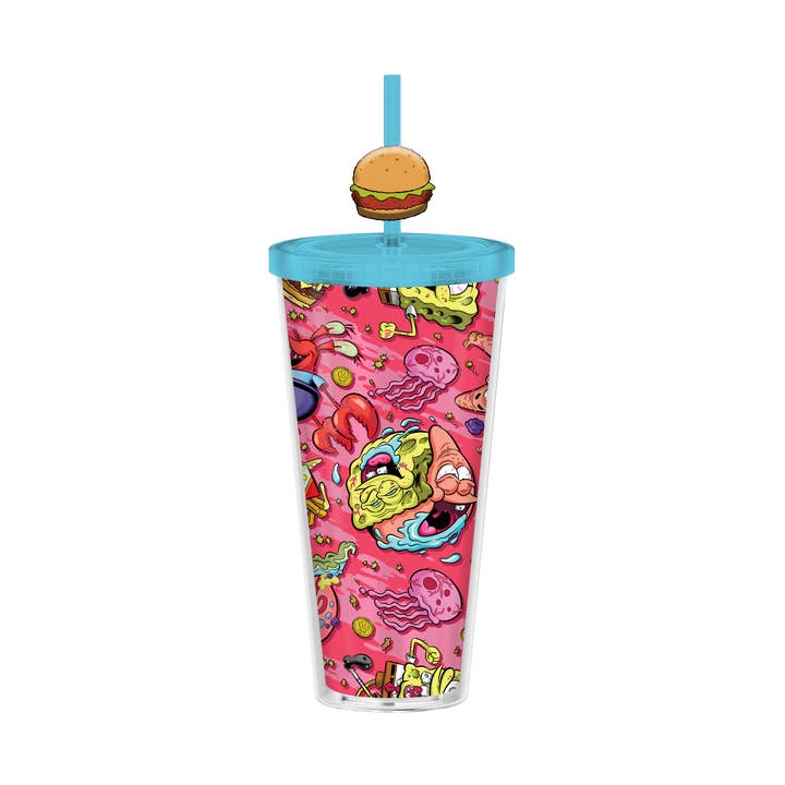 Spongebob Krusty Icon & Character 24oz Plastic Cold Cup for wholesale by Silver Buffalo