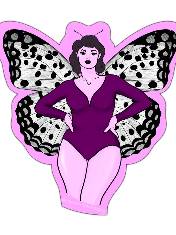 Butterfly Lady klistermærke for engroshandel hos Caroline Reece Designs