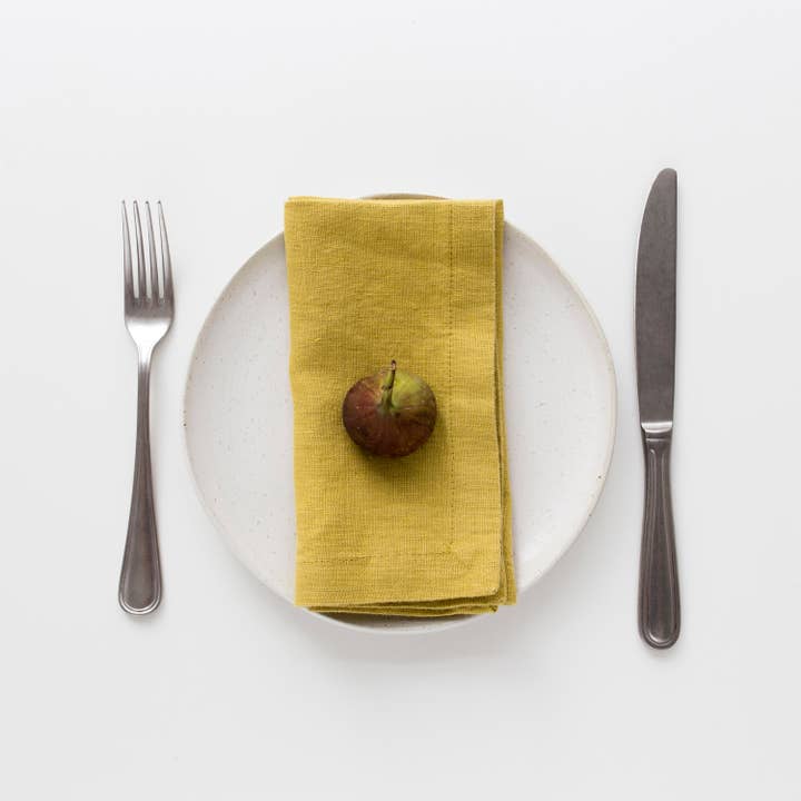 Linen Tales - Wholesale Dinner & Cloth Napkin - Lemon Curry Linen Napkins Set of 2