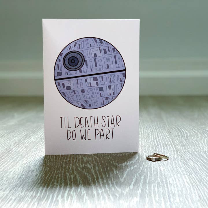 Carte de mariage Star Wars faite à la main pour la mariée ou le marié Jusqu'à ce que l'Étoile de la Mort nous sépare par StoneDonut Design pour la vente par Stone Donut Design, LLC