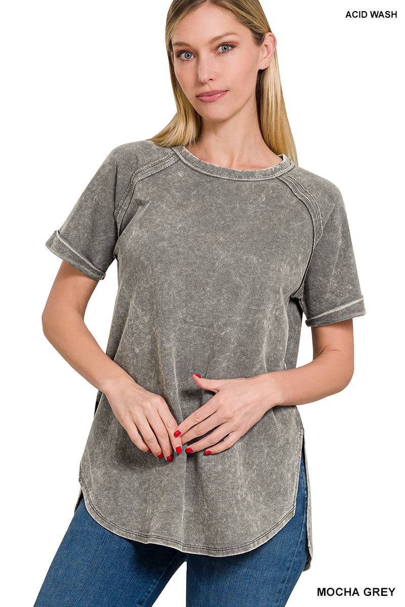 42POPS - Vendita all'ingrosso Maglietta - Donna - Top casual in French Terry lavaggio vintage con patch posteriore33