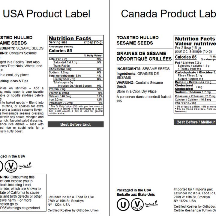 Food To Live - Wholesale Seeds/Kernels - Toasted Hulled Sesame Seeds - Crunchy and Nutritious Snack, Oven Roasted, Unsalted, No Oil Added, Perfect for Cooking, Baking, Smoothies and Salads, Vegan, Kosher, Bulk - by Food to Live2