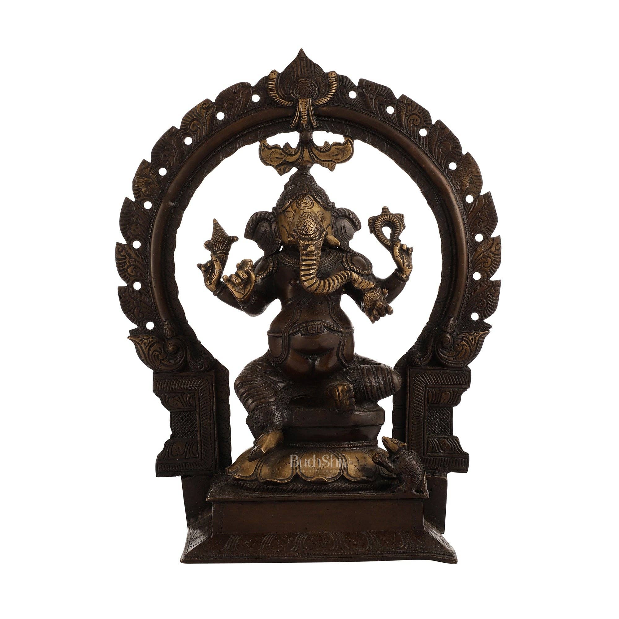 SAMA Homes - Wholesale Decorative Figurine - 18-Inch Brass Ganapati Idol with Antique Brown Finish and Frame4