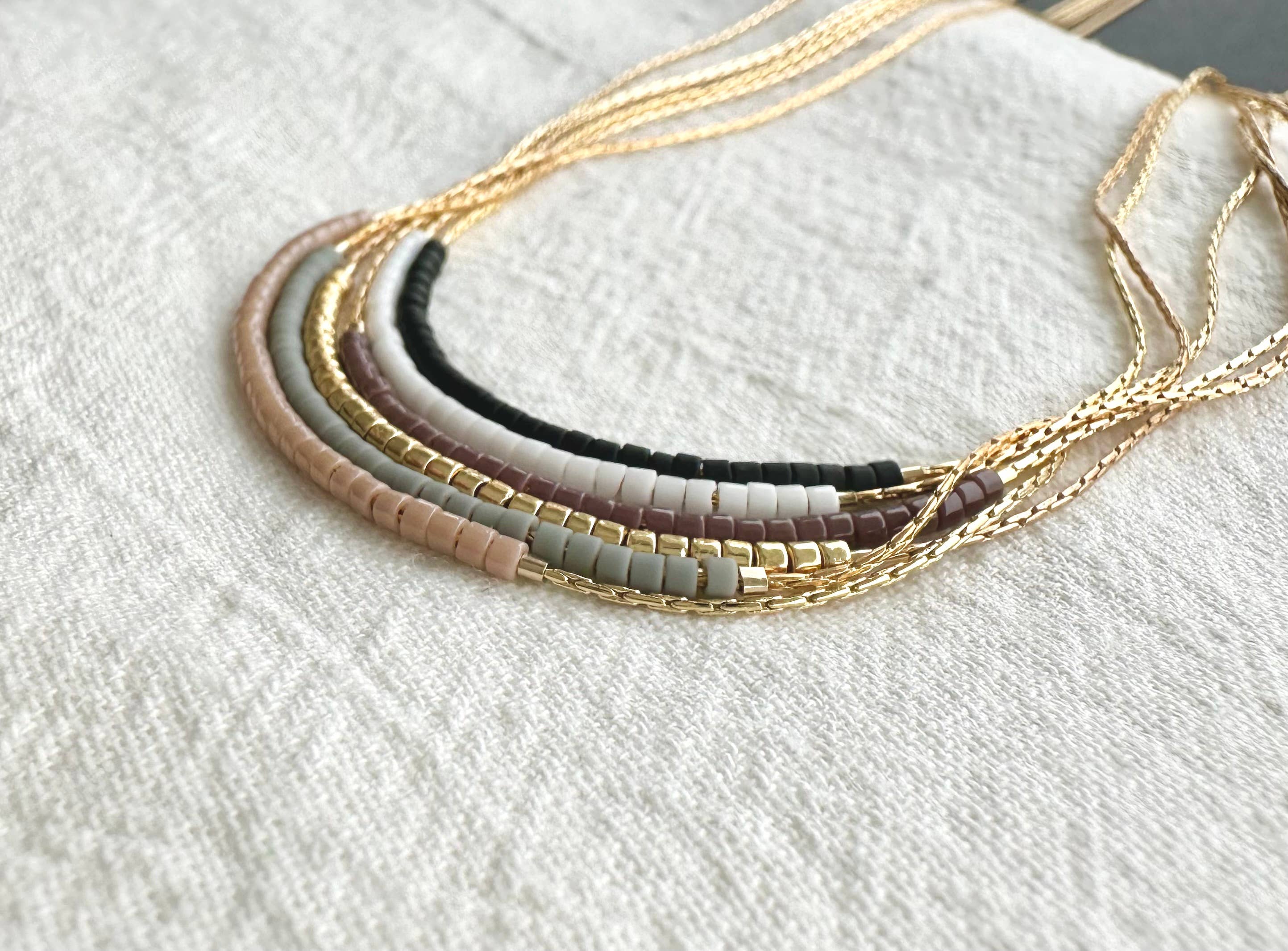 Ocean Breakup - Wholesale Beaded/Pearl Necklace - Thin Minimalist Necklace - "Original Neutrals" 4