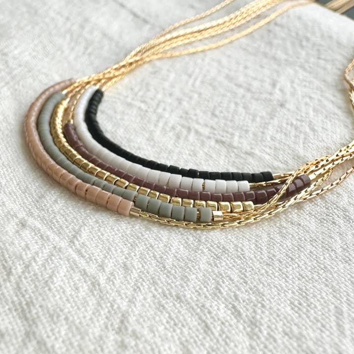 Ocean Breakup - Wholesale Beaded/Pearl Necklace - Thin Minimalist Necklace - "Original Neutrals" 4