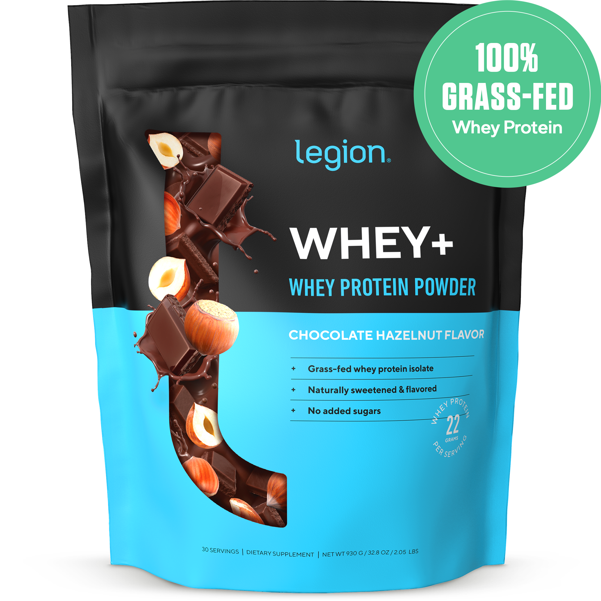Legion Athletics, Inc. - Wholesale Protein/Superfood Powder - Legion Whey+ Natural Whey Protein Powder - 30 Servings (Chocolate Hazelnut)10