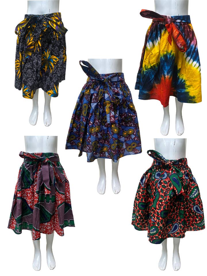 Kids Ankara Skirts (Small Size) (Pack of 5 pieces) for wholesale by Satsuma Wholesale