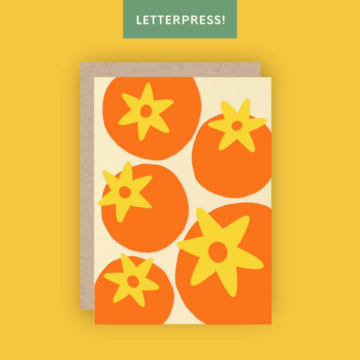 Persimmon Letterpress Greeting Card for wholesale by Half Pint Studio