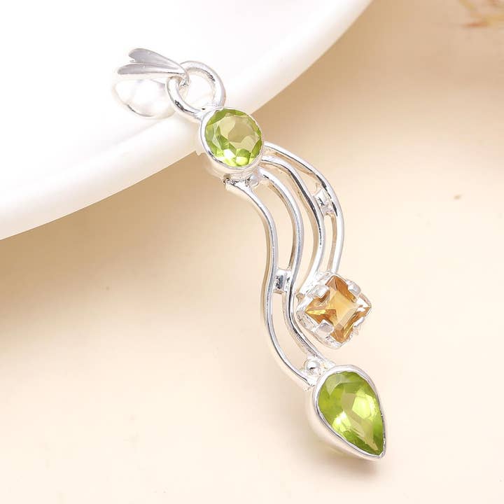 925 Sterling Silver Peridot Pendant for wholesale by AG 925 JEWELLERY
