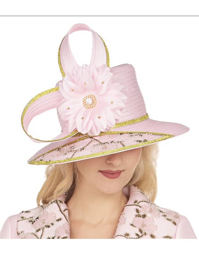 Med Brim 2-Tone Sequins&Beads Embellished Hat for wholesale by Giovanna