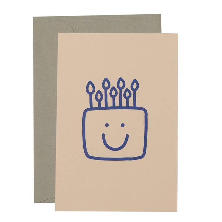 Me & Amber - Wholesale Birthday Card - SMILEY CAKE - various colours