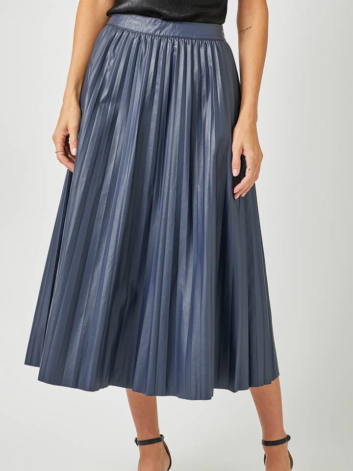 60289 Leather Pleating Skirt for wholesale by Mystree