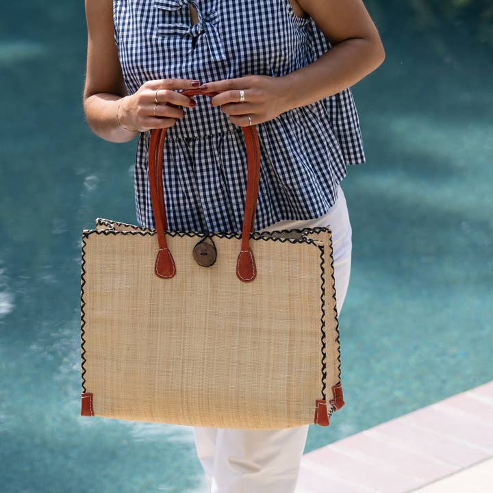 Shebobo - Wholesale Shoulder Bag - Unisex - Zafran Solid Straw Beach Bag