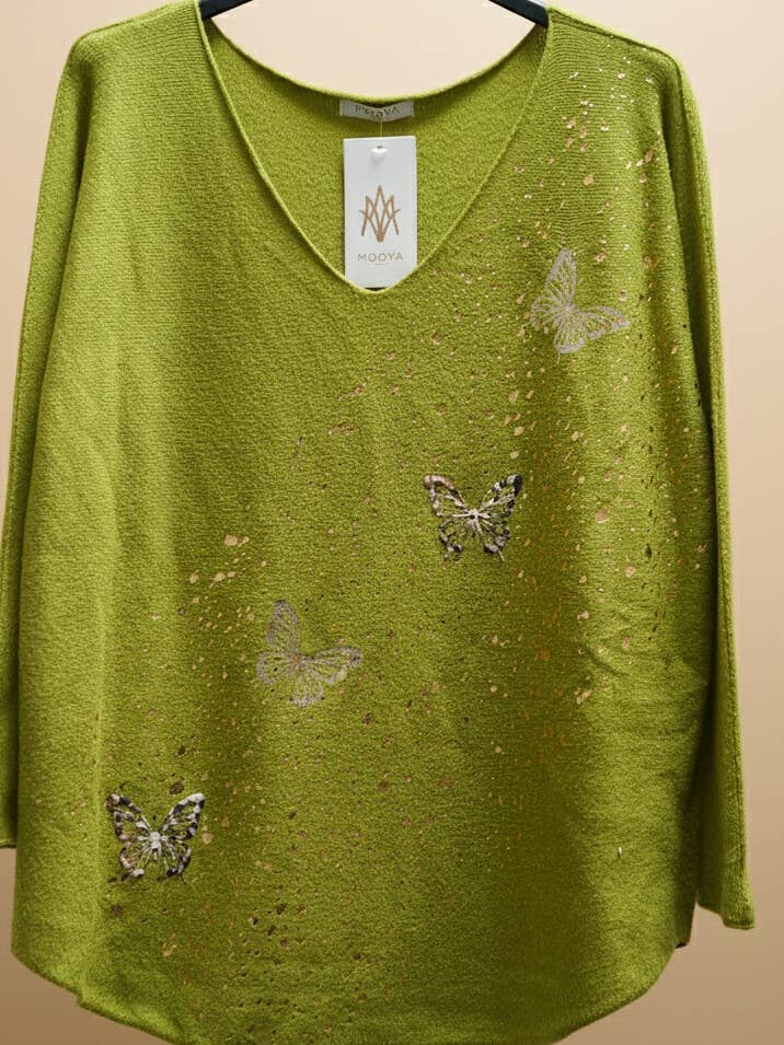 Green Solid knit sweater with butterfly details - I1718-002 for wholesale on Faire1