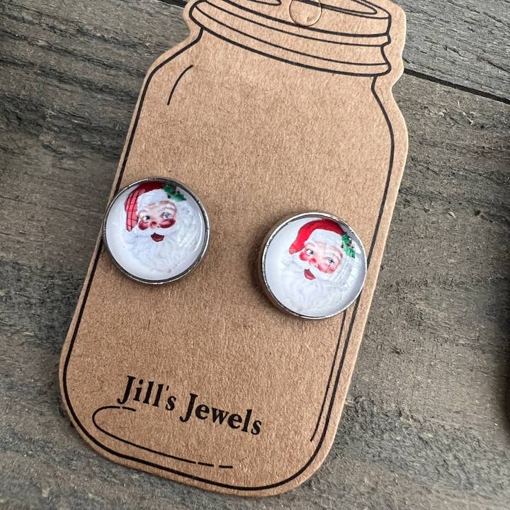 Vintage Santa Stud Earrings for wholesale by Jill's Jewels